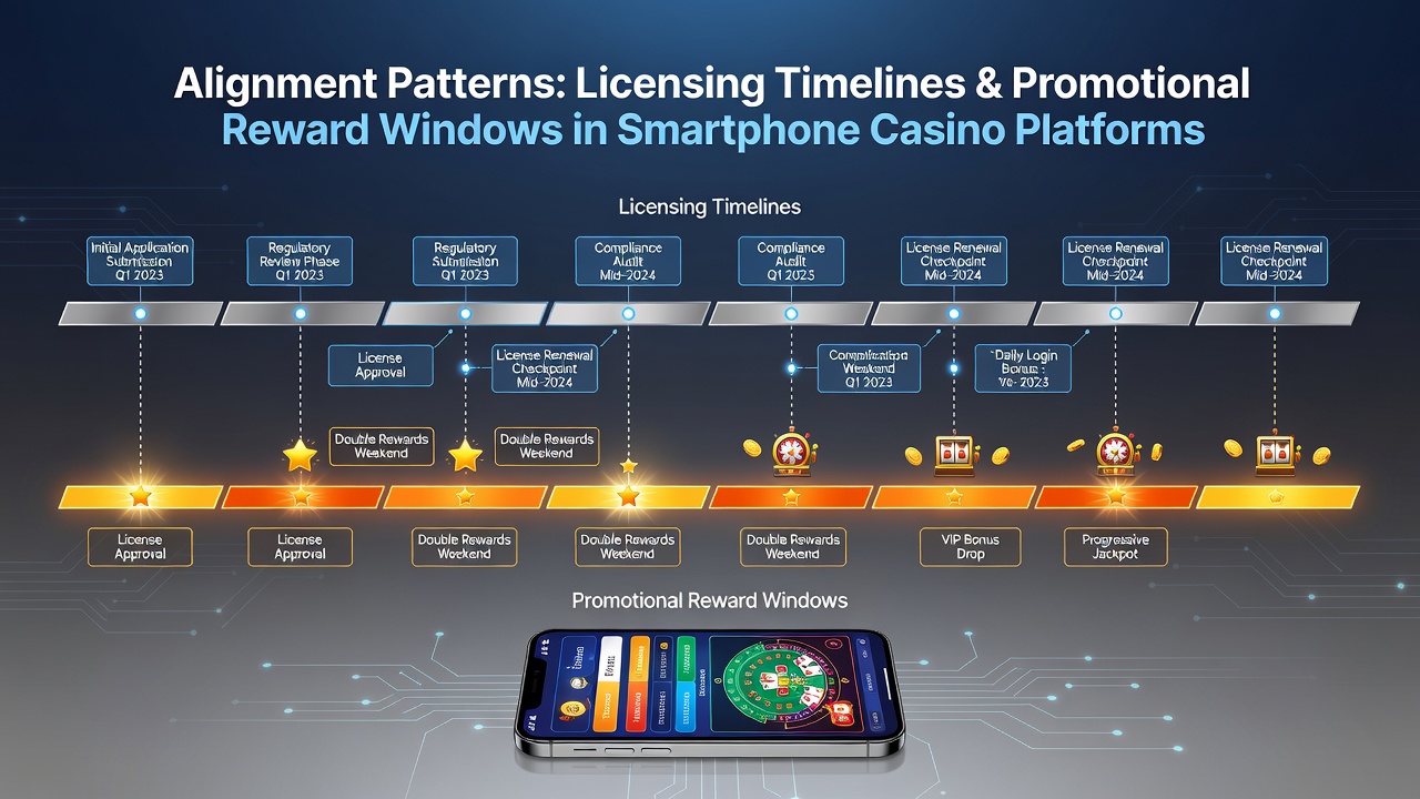 Illustration der Synchronisation zwischen Lizenzen und Werbeaktionen in mobilen Casinos