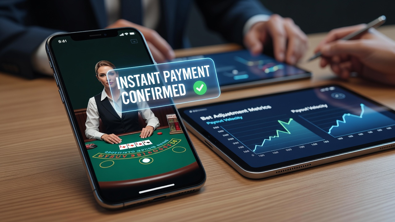 Mobile App Oberfläche mit Live-Dealer und Zahlungsbestätigungen