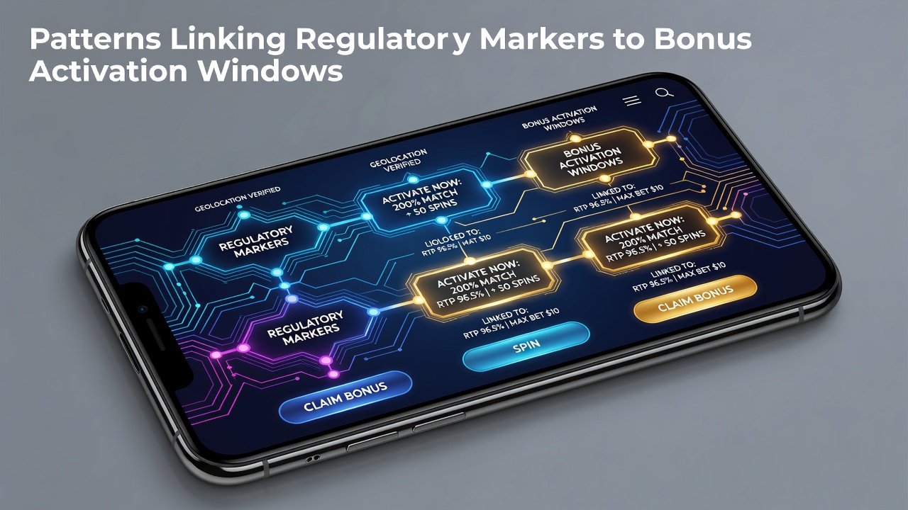 Diagramm zeigt Verbindungen zwischen regulatorischen Markern und Bonusaktivierungsfenstern in mobilen Casino-Apps