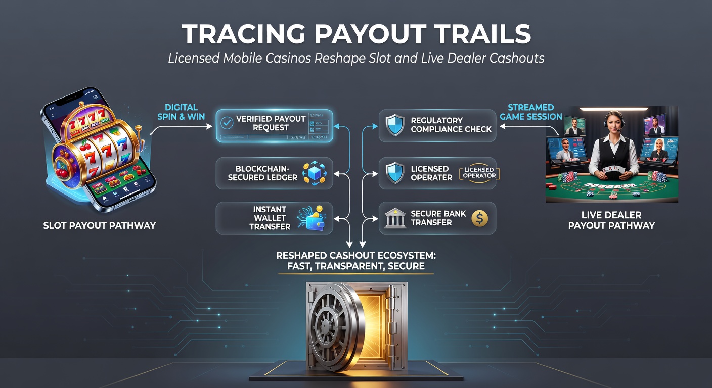 Detaillierte Infografik zu Auszahlungszeiten in lizenzierten Casinos, vergleichend Slots und Live Dealer mit Zeitachsen und Lizenzen